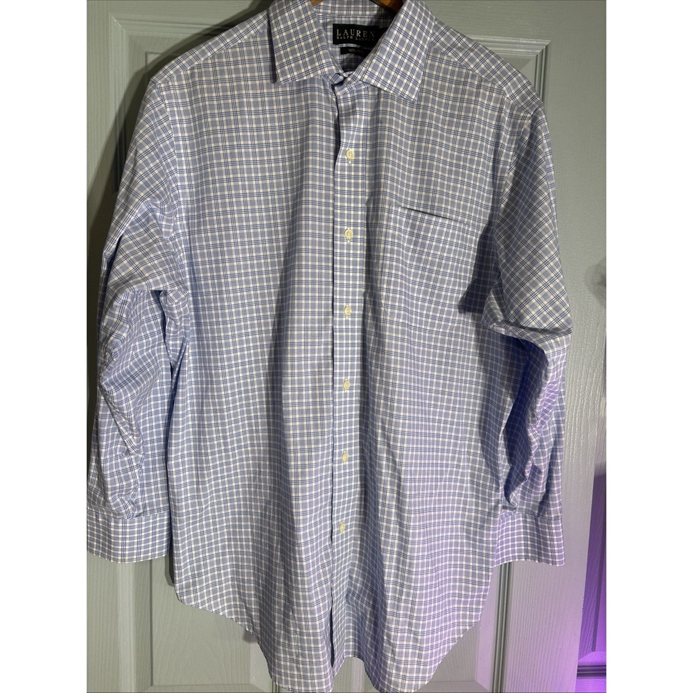 Lauren Ralph Lauren Green Label No Iron Long‎ Sleeve Shirt Plaid 16.5- 32/33